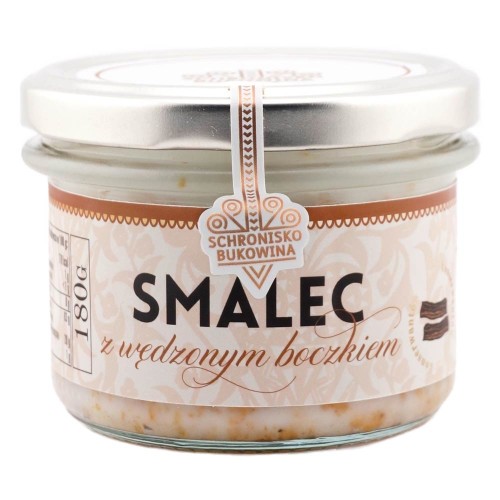 Smalec z wędzonym boczkiem w słoiku