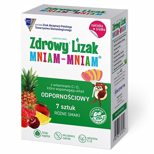 Lizak Mix Smaków z Witaminami na Odporność, bezglutenowy, naturalny produkt, wspierający odporność dzieci, dostępny w sklepie Rarytasy Dolnośląskie