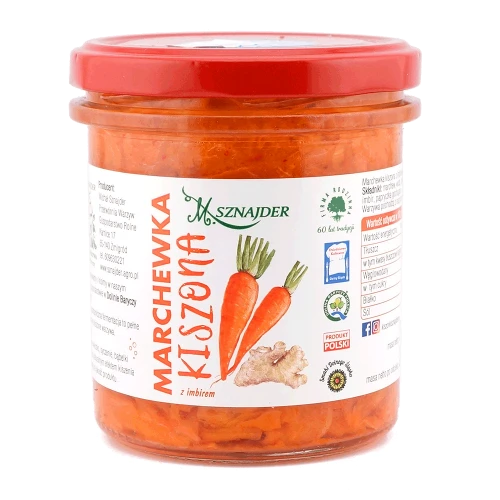 Marchewka kiszona z imbirem 300g w słoiku — chrupiące kawałki w pikantnej solance