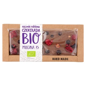 Czekolada mleczna z czarnymi porzeczkami i malinami BIO 53g