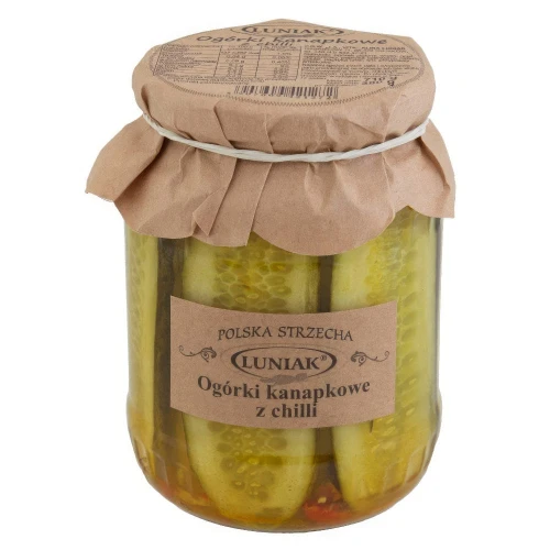 Ogórki Kanapkowe z Chilli 710g – cienko pokrojone plastry, wyrazisty smak z nutą pikantnej papryczki chilli