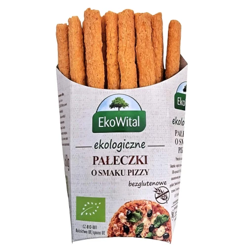 Bezglutenowe pałeczki o smaku pizzy 60 g, ekologiczne składniki, zdrowa przekąska