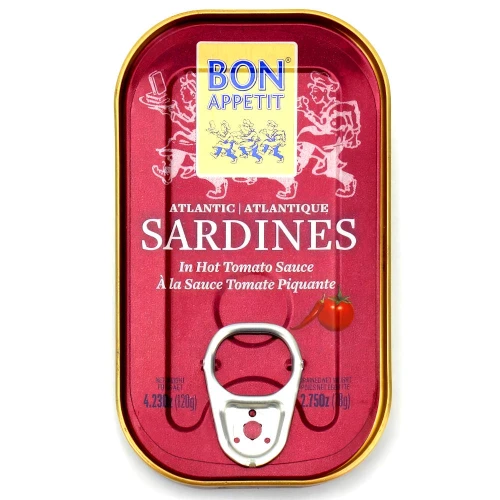 Sardynki portugalskie w pikantnym sosie pomidorowym Bon Appetit 120g – ekskluzywne przetwory rybne z Azorów