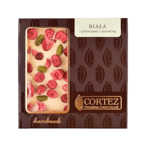Czekolada biała z pistacjami i żurawiną 85g