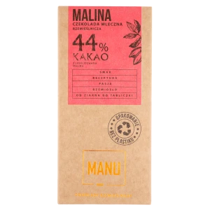 MANU Czekolada 44% z maliną LIO 60g