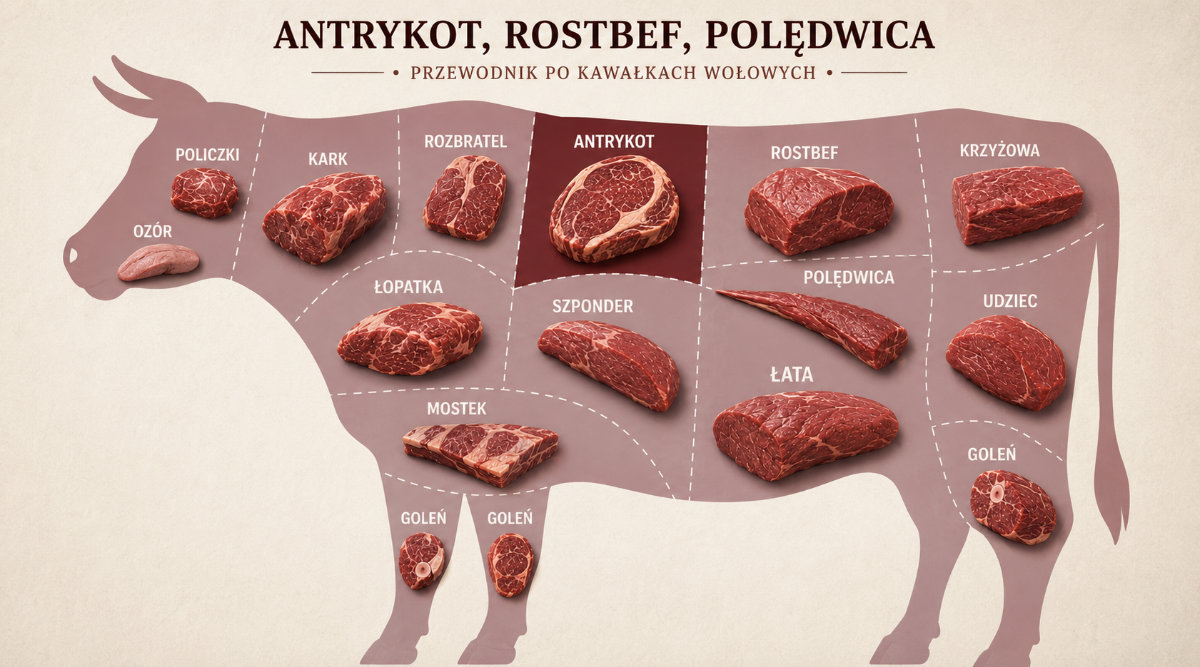 Podział tuszy wołowej – antrykot, rostbef, polędwica i inne kawałki wołowiny