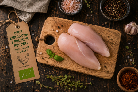 Drób ekologiczny BIO z wolnego wybiegu — kurczak, indyk, kaczka, gęś z certyfikatem EU Organic