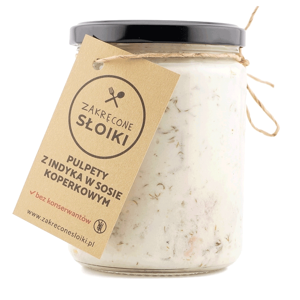 Pulpety z indyka w sosie koperkowym 540ml w słoiku — gotowe, bez konserwantów