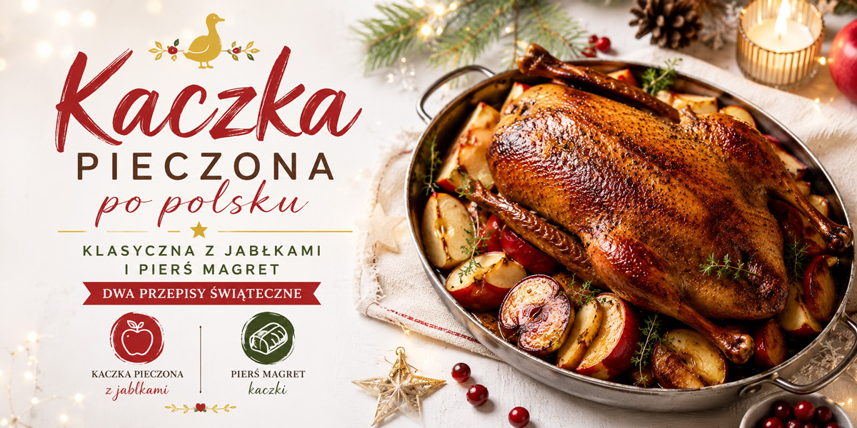 Kaczka pieczona po polsku — klasyczna z jabłkami i pierś magret. Dwa przepisy świąteczne