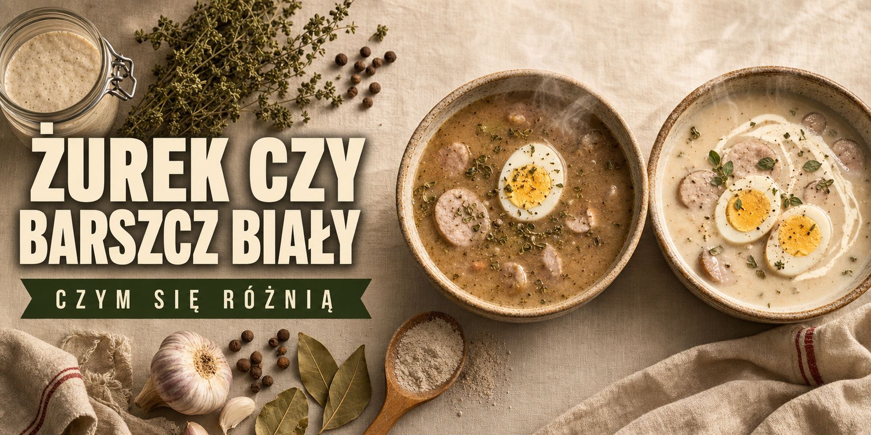 Żurek i barszcz biały obok siebie — porównanie dwóch wielkanocnych zup
