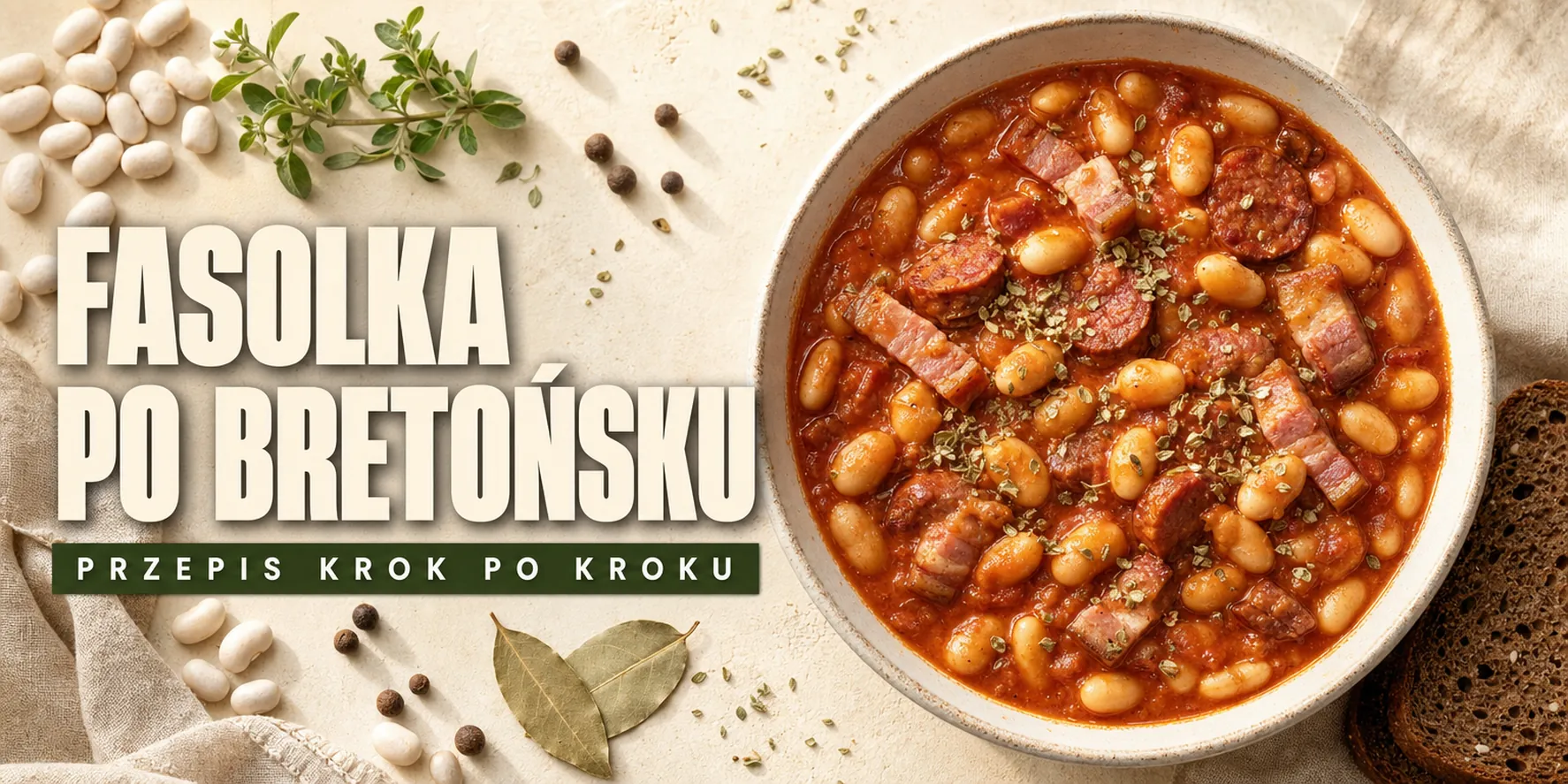 Fasolka po bretońsku z kiełbasą i boczkiem – przepis krok po kroku